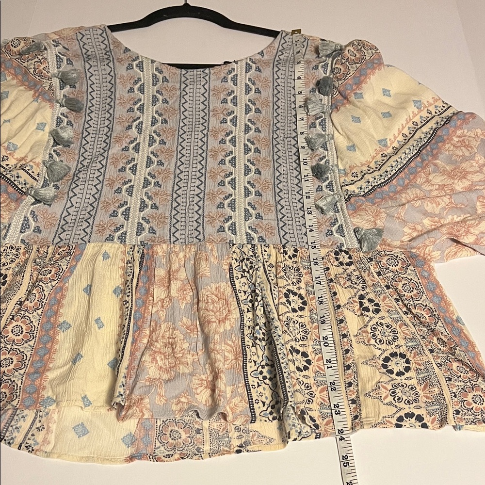 American Eagle Patchwork Peasant Top Embroidered … - image 8